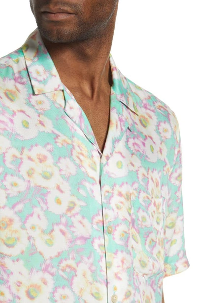 Shop Allsaints Florax Relaxed Fit Short Sleeve Button-up Shirt In Match Green