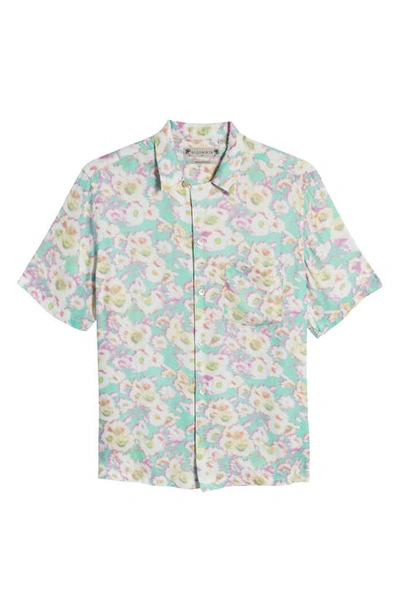 Shop Allsaints Florax Relaxed Fit Short Sleeve Button-up Shirt In Match Green