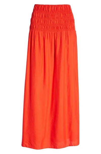 Shop Charlie Holiday Marsha Linen & Cotton Maxi Skirt In Fiery Orange