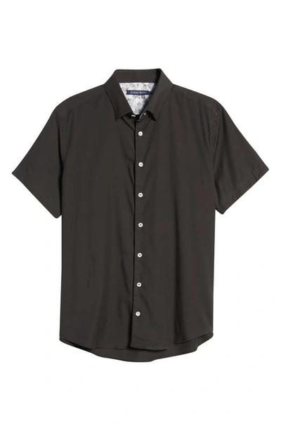 Shop Stone Rose Stretch Short Sleeve Button-up Shirt In Black