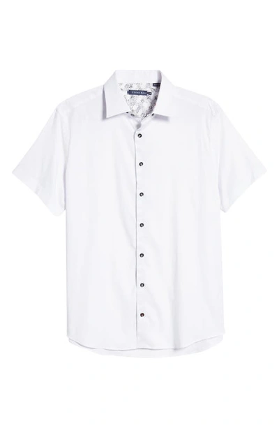 Shop Stone Rose Stretch Short Sleeve Button-up Shirt In White