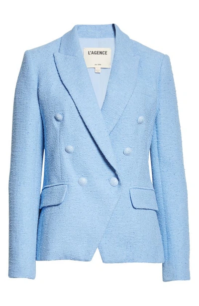 Shop L Agence Kenzie Double Breasted Bouclé Blazer In Periwinkle