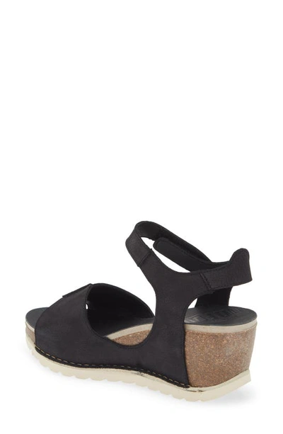 On Foot Leather Wedge Sandal In Black Leather