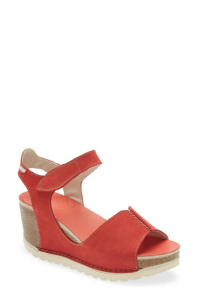 Shop On Foot Leather Wedge Sandal In Red Leather