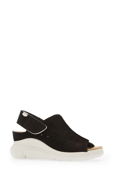 Shop On Foot Slingback Wedge Sandal In Black Suede