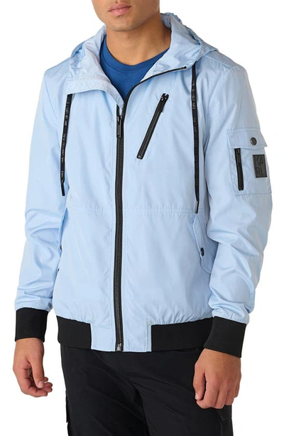 Shop Karl Lagerfeld Hooded Jacket In Light Blue