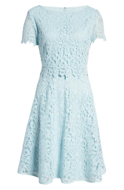 Shop Shani Popover Lace Fit & Flare Dress In Dusty Blue