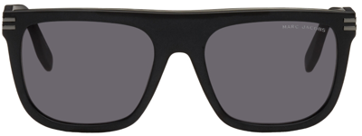 Shop Marc Jacobs Black Matte Square Sunglasses In 003-ir Black