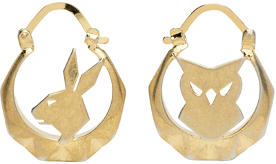 Shop Maison Margiela Gold Animal Totem Earrings In 950 Yellow Gold Plat