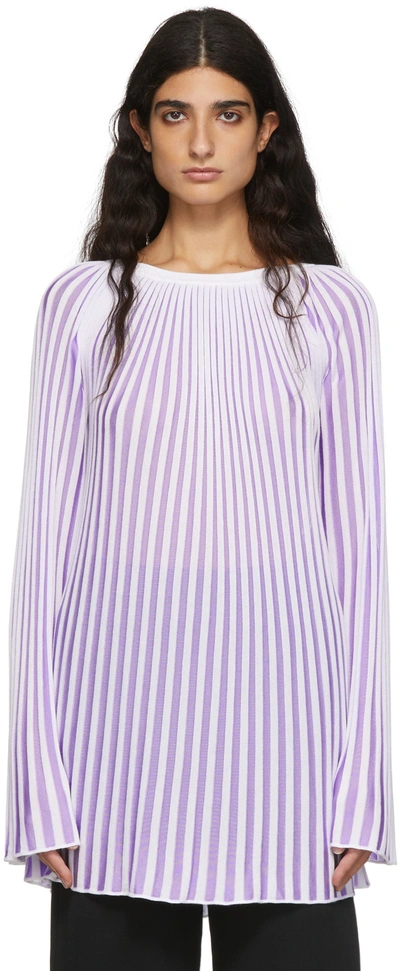 Shop Mm6 Maison Margiela White & Purple Viscose Sweater In 001f Lilac/optic Whi