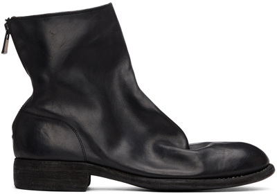 Shop Guidi Black Back Zip-up Boots In Blkt