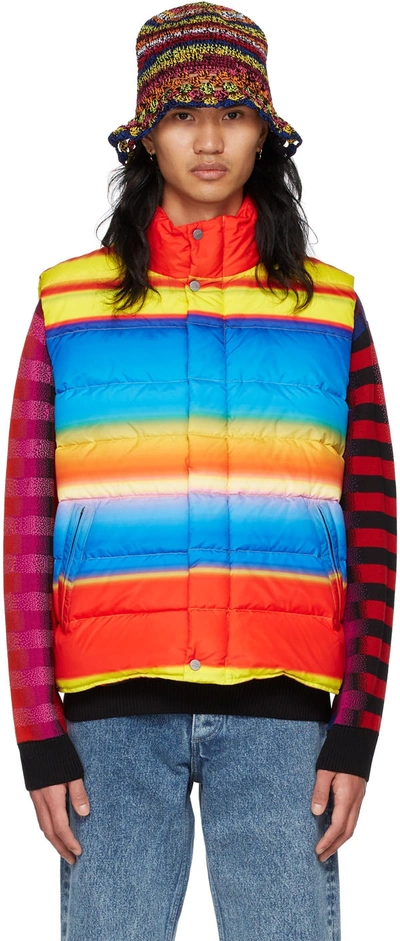 Shop Agr Multicolor Down Puffer Vest In Multistripe