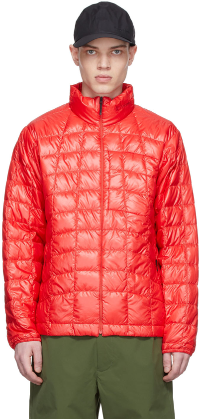 Shop Goldwin Red Down Fly Air Jacket In Fire Red