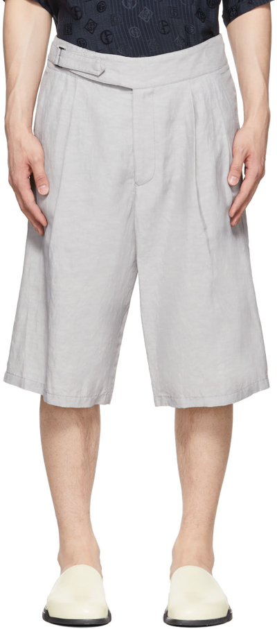 Shop Giorgio Armani Grey Viscose Shorts In U87s Fog