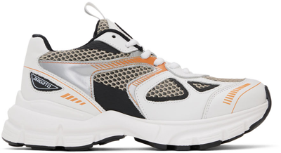 Shop Axel Arigato White Marathon Runner Sneakers In White/black/orange