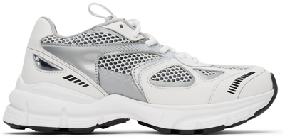 Shop Axel Arigato White & Silver Marathon Sneakers In White/silver