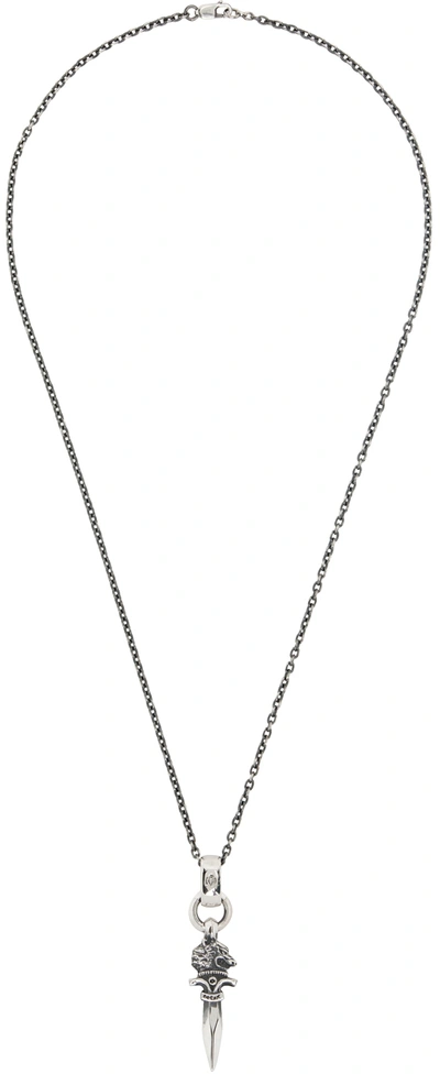Shop Yohji Yamamoto Silver Wolf Dagger Pendant Necklace