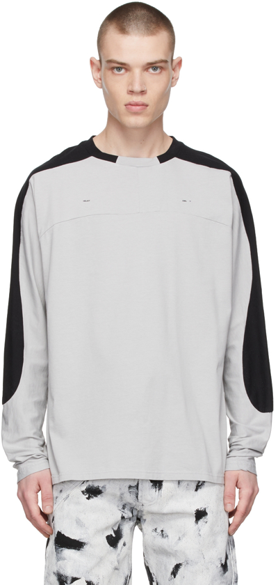 Shop Heliot Emil Grey & Black Cotton T-shirt In Grey W. Black Panels