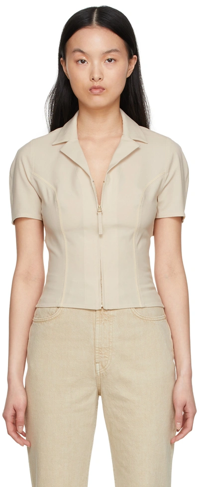 Shop Jacquemus Beige 'la Chemise Tangelo' Shirt In 110 Off-white