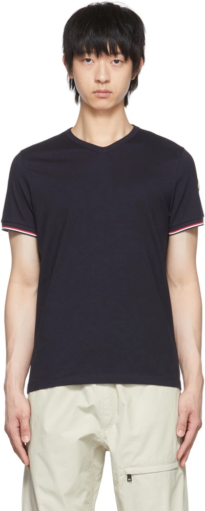 Shop Moncler Navy Cotton T-shirt In 778 Navy