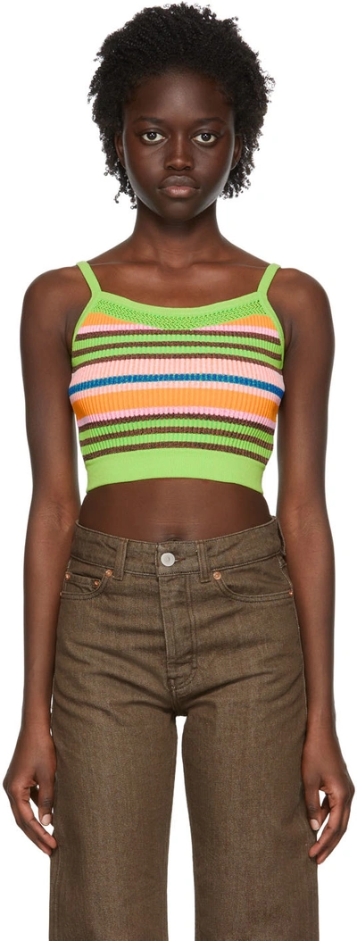 Shop Agr Green Nylon Tank Top In Multi