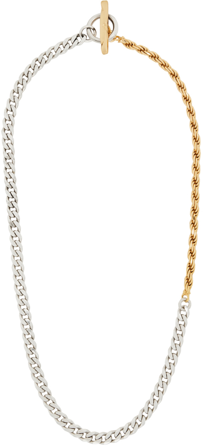 Shop Emanuele Bicocchi Silver & Gold Combination Necklace In Goldsilver