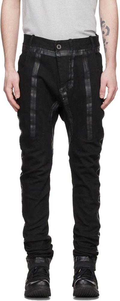 Shop Boris Bidjan Saberi Black P14 Seam Taped Jeans