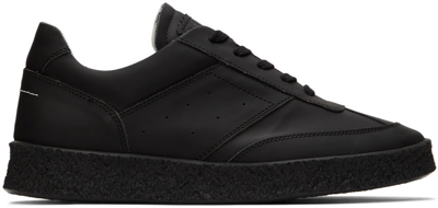 Shop Mm6 Maison Margiela Black Faux-leather Sneakers In T8013 Black