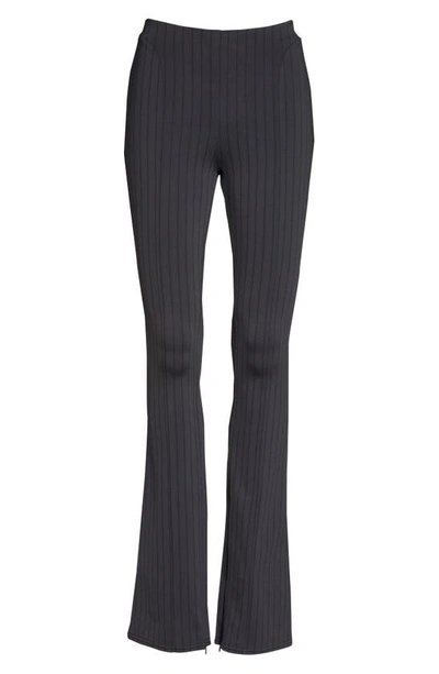 Shop Alo Yoga Alo Zip It Pinstripe High Waist Zip Cuff Flare Leggings In Anthracite/ Black