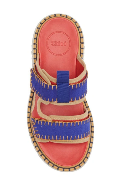 Shop Chloé Lilli Color Block Platform Slide Sandal In Orange/ Blue