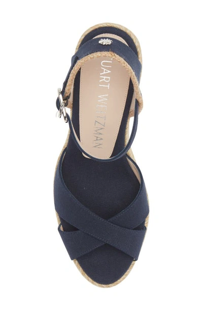 Shop Stuart Weitzman Mirela Espadrille Wedge Sandal In Nice Blue/ Natural-pop