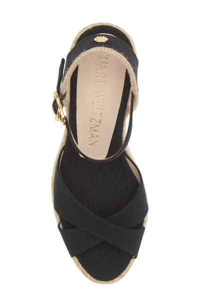 Shop Stuart Weitzman Mirela Espadrille Wedge Sandal In Black/ Natural-pop