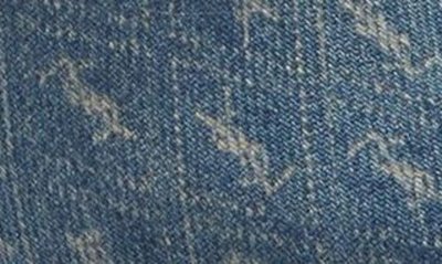 Shop Saint Laurent La 16 Monogram Slide Sandal In Blue Jeans