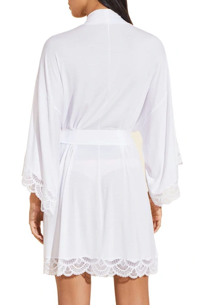 Shop Eberjey Mariana Lace Trim Jersey Robe In White