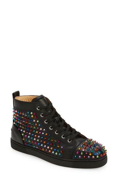 Christian Louboutin Lou Spikes 2 Plume Suede High-top Sneakers in