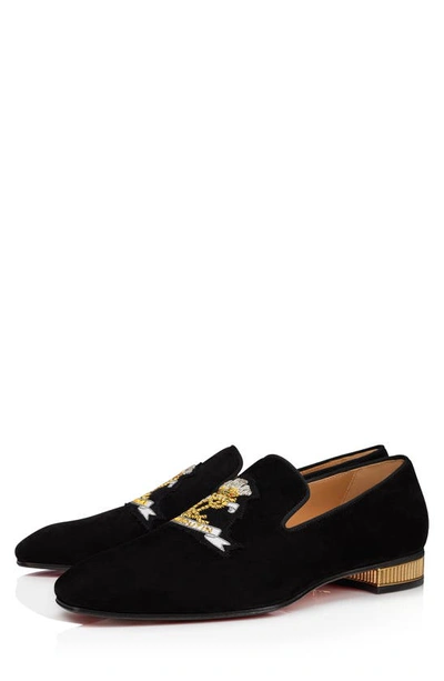 Shop Christian Louboutin Colonnaki Cruise Suede Venetian Loafer In Black