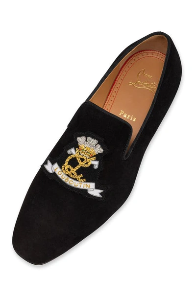 Shop Christian Louboutin Colonnaki Cruise Suede Venetian Loafer In Black