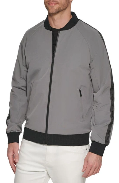 Shop Karl Lagerfeld Bomber Jacket In Grey/ Black