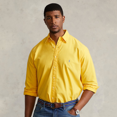 Shop Polo Ralph Lauren Garment-dyed Oxford Shirt In Yellowfin