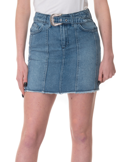 Shop Liu •jo Texas Denim Miniskirt In Medium Denim