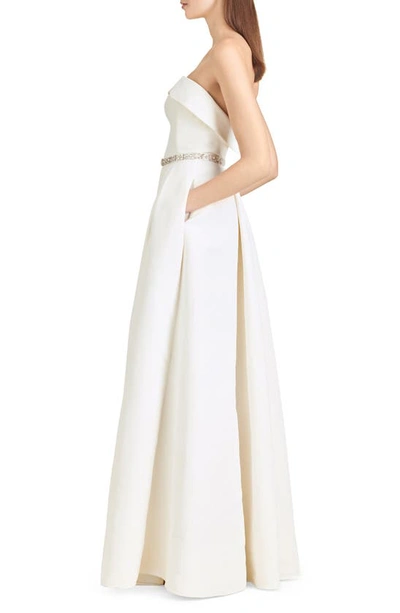 Shop Sachin & Babi Brielle Strapless A-line Gown With Rhinestone Belt In Off White