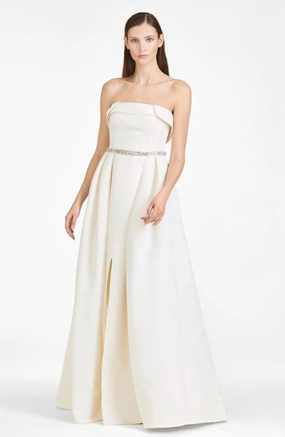 Shop Sachin & Babi Brielle Strapless A-line Gown With Rhinestone Belt In Off White