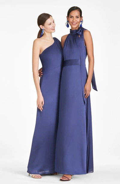 Shop Sachin & Babi Chelsea One-shoulder A-line Gown In Deep Cobalt