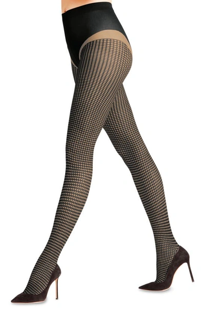 Falke Houndstooth Tights In Powder