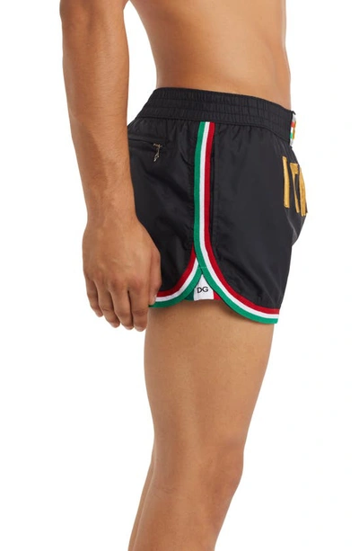 Shop Dolce & Gabbana Italia Swim Trunks In N0000 Nero