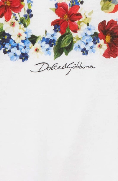 Shop Dolce & Gabbana Kids' Dg Floral Logo Graphic Tee In White