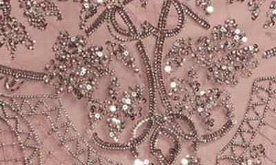 Pisarro Nights Beaded Mesh Column Gown In Mauve