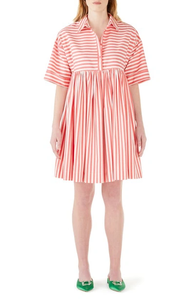 Kate Spade Julia Stripe Drop Waist Cotton Dress In Coral Lipstick | ModeSens