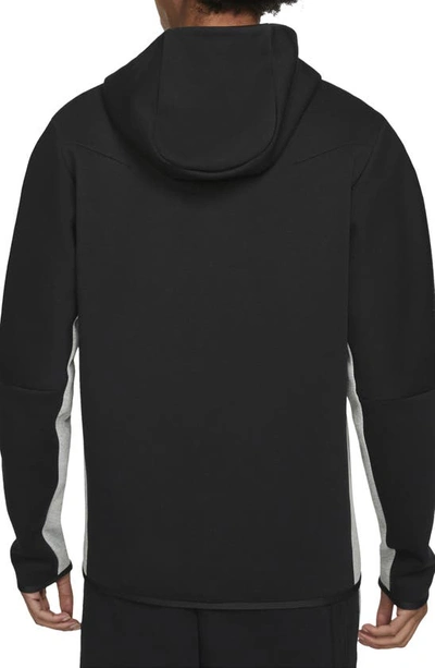 Shop Nike Sportswear Tech Fleece Zip Hoodie In Black/ Dark Grey/ White