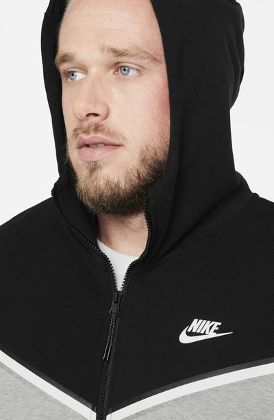 Shop Nike Sportswear Tech Fleece Zip Hoodie In Black/ Dark Grey/ White